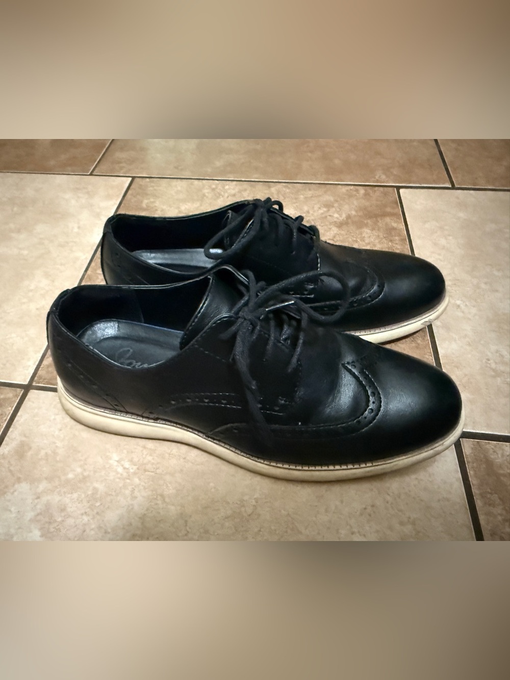 Men's Black Leather Derby Oxfords with White Sole